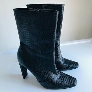 Cape Robin Boomslang Black Vegan Faux Leather Snake Skin Boots Size 9